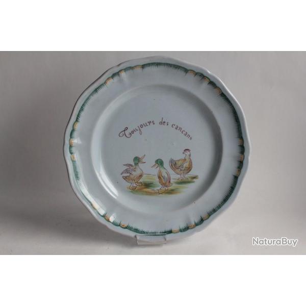 �mile GALL� Assiette fa�ence Canards Toujours des cancans