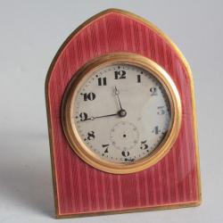 Pendulette &eacute;mail guilloch&eacute; Art d&eacute;co