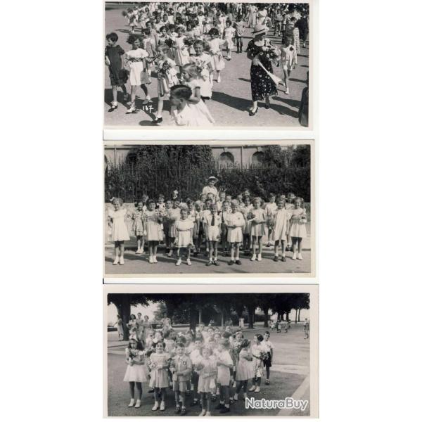 3 CP Photo Suisse Neuchatel 1950 enfants �cole