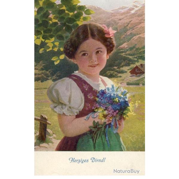 CPA illustr�e Allemagne Herziges Dirndl Petite fille des montagnes