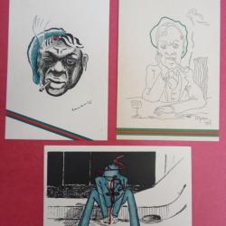 3 CP illustr&eacute;e semi-modernes Fum&eacute;e cigarette Rare Original