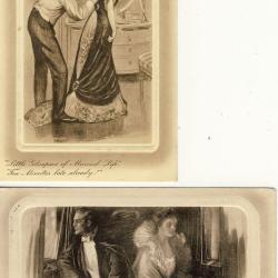 2 CPA illustr&eacute;e Couple amour mariage married love cadre en relief