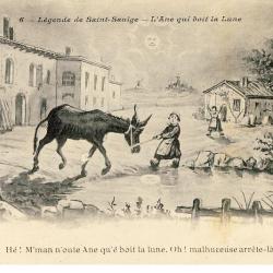CPA illustr&eacute;e L&eacute;gende de Saint Saulge L'&Acirc;ne qui boit la Lune