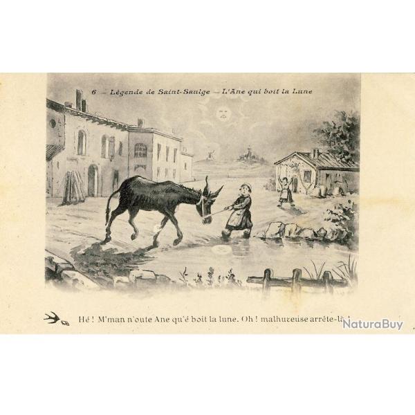 CPA illustr�e L�gende de Saint Saulge L'�ne qui boit la Lune