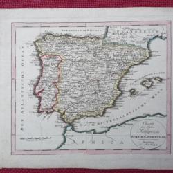 Ancienne Gravure Carte Espagne Portugal époque 1820