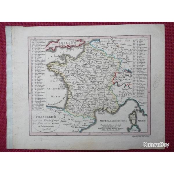 Ancienne Gravure Carte France poque 1820