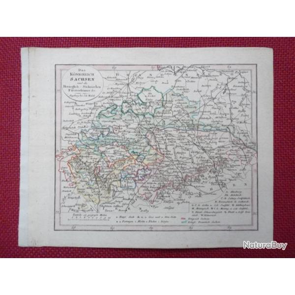 Ancienne Gravure Carte Allemagne Knigreich SACHSEN poque 1820