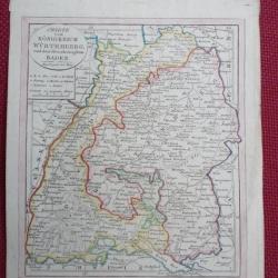 Ancienne Gravure Carte Allemagne Königreich Würtemberg BADEN époque 1820