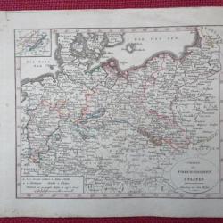 Ancienne Gravure Carte Allemagne Prusse Preussischen staates époque 1820
