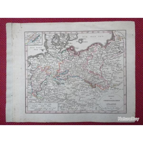 Ancienne Gravure Carte Allemagne Prusse Preussischen staates poque 1820