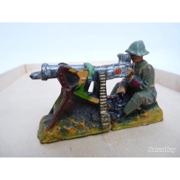 Soldat ELASTOLIN ou LINEOL ? Militaire Mitrailleuse Artillerie Jouet Militaria