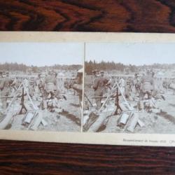 Photographie Photo Stéréo Suisse Guerre Rassemblement Troupes 1899