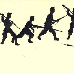 CPA illustr&eacute;e Guerre 1914-18 Soldat Ombres en noir et blanc