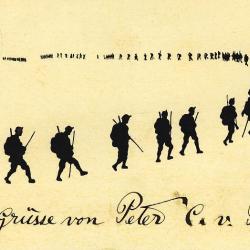 CPA illustr&eacute;e Guerre 1914-18 Soldat Ombres en noir et blanc