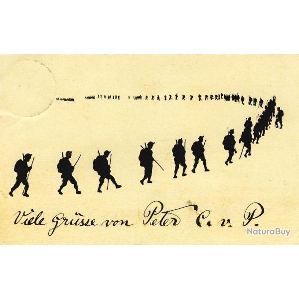CPA illustr�e Guerre 1914-18 Soldat Ombres en noir et blanc