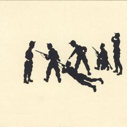 CPA illustr&eacute;e Guerre 1914-18 Soldat Ombres en noir et blanc