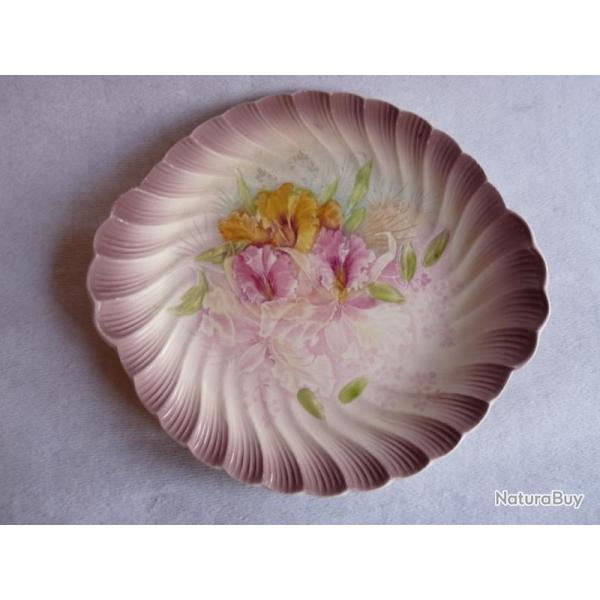 Plat c�ramique d�cor Fleurs BONN