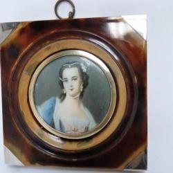 Peinture miniature portrait Dupré tableaux antiquités