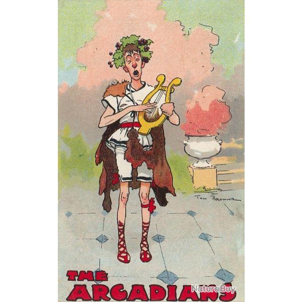 CPA illustr�e Anglaise The Arcadians Joueur de harpe Humour