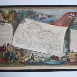 Gravure Carte département Bouches du Rhône Marseille 1830