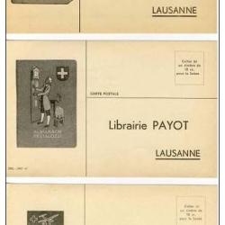 3 CP Publicit&eacute; Almanach Pestalozzi Librairie PAYOT Lausanne Suisse