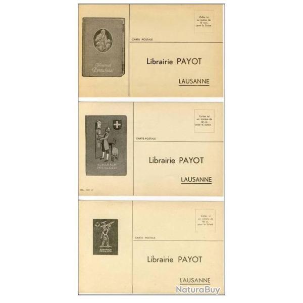 3 CP Publicit� Almanach Pestalozzi Librairie PAYOT Lausanne Suisse