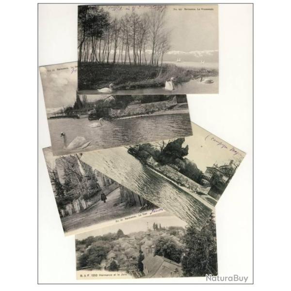 5 CPA SUISSE GENEVE Hermance Quai La Tour village Jura environ 1911