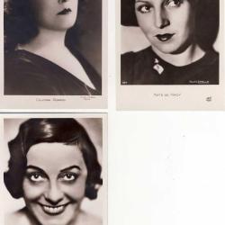 Lot de 3 CP Photo Artiste Gaby Morlay Colonna Romano Kate De Nagy
