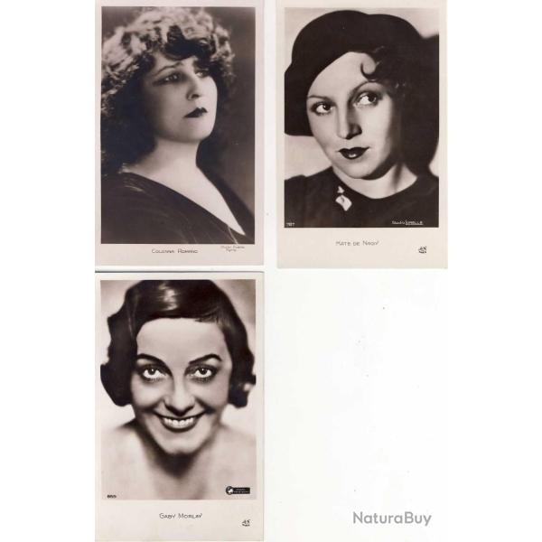 Lot de 3 CP Photo Artiste Gaby Morlay Colonna Romano Kate De Nagy