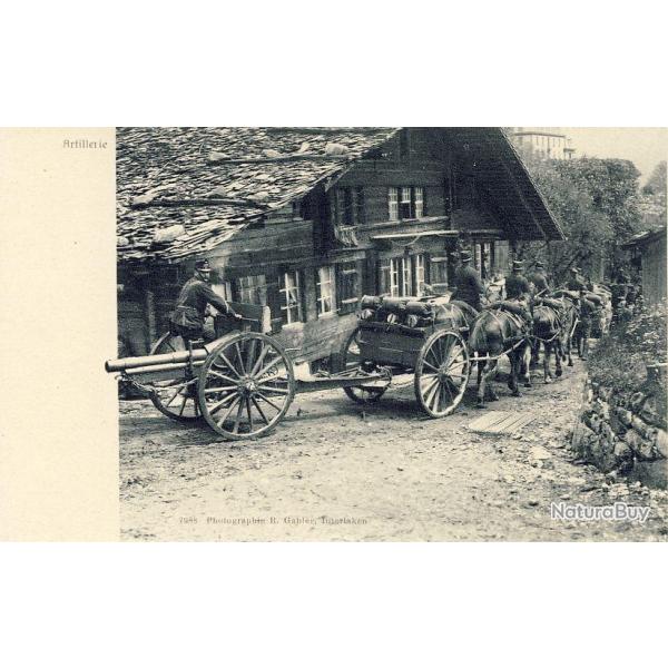 Carte Postale ancienne militaire Suisse Artillerie campagne
