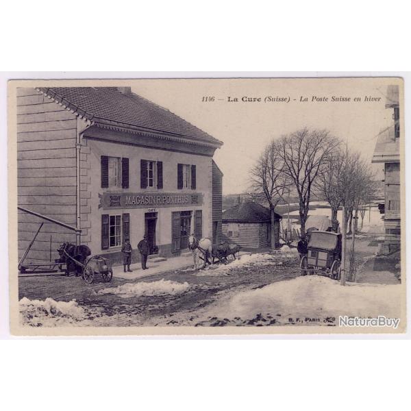 CPA Suisse JURA La Cure La Poste Suisse en Hiver Magasin Caf�