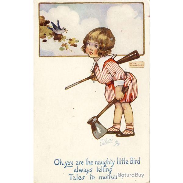 CPA illustr�e Agn�s RICHARDSON Oilette When all is young naughty little bird
