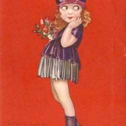 CPA illustr&eacute;e S. BOMPARD Petite fille en mini jupe Mode Femme