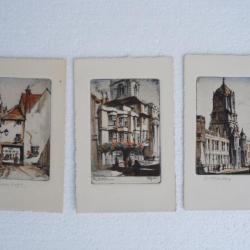 Ensemble 3 CPA Eaux Fortes Angleterre OXFORD College