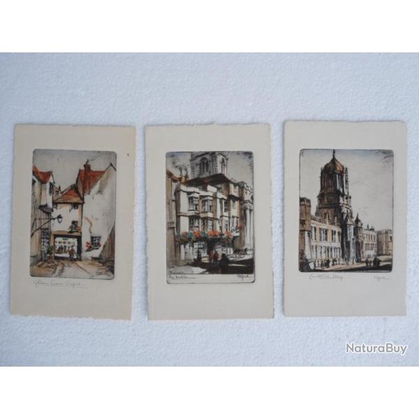 Ensemble 3 CPA Eaux Fortes Angleterre OXFORD College