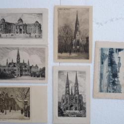 Ensemble 6 CPA Eaux Fortes Autriche WIEN