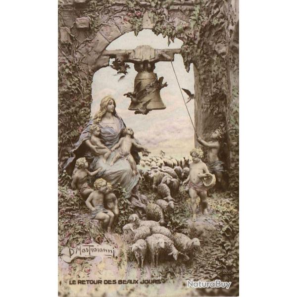 CPA Illustr�e Sign�e D. MASTROIANNI All�gorie N�205 Moutons berger cloche