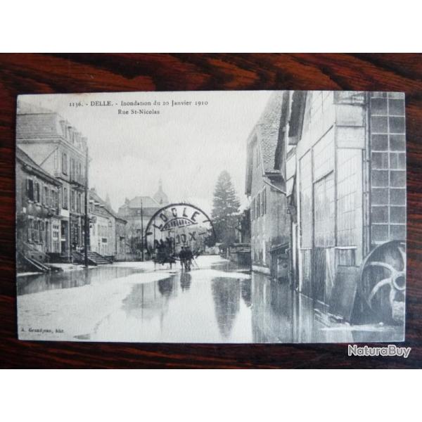 CPA 90 TERRITOIRE DE BELFORT DELLE Inondation 1910 Rue St Nicolas