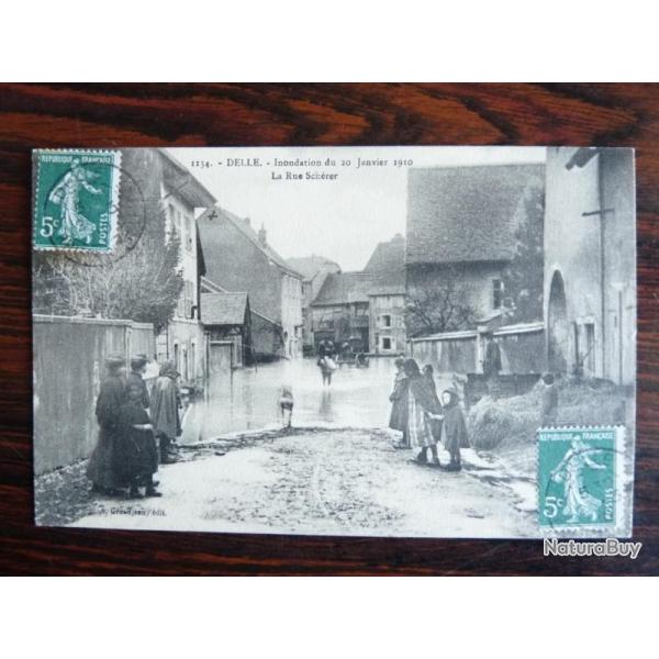 CPA 90 TERRITOIRE DE BELFORT DELLE Inondation 1910 Rue Sch�rer