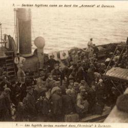 CPA Militaria Peintre arm&eacute;e Serbe Valitch fugitifs Serbes Durazzo Guerre