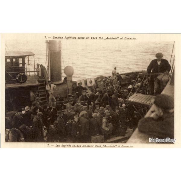 CPA Militaria Peintre arm�e Serbe Valitch fugitifs Serbes Durazzo Guerre