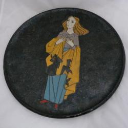 Plat Terre Cuite &eacute;maill&eacute;e Antiquit&eacute; D&eacute;coration C&eacute;ramique