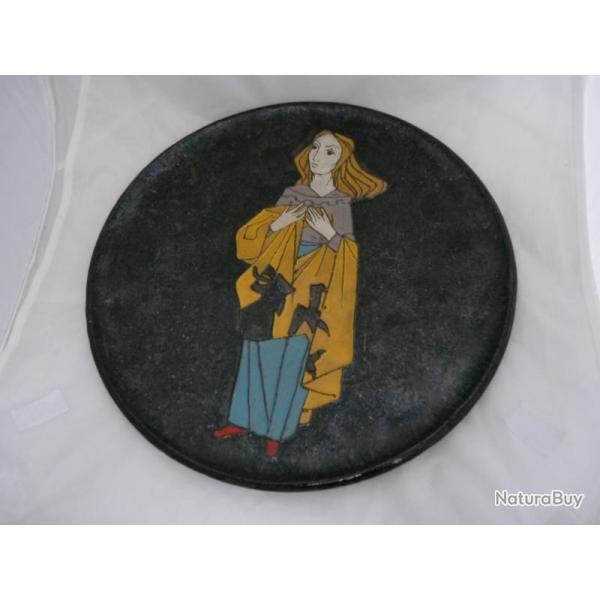 Plat Terre Cuite �maill�e Antiquit� D�coration C�ramique