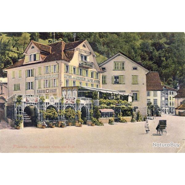 CP photo Suisse URI Fl�elen H�tel weisses Kreuz and Post Croix Blanche
