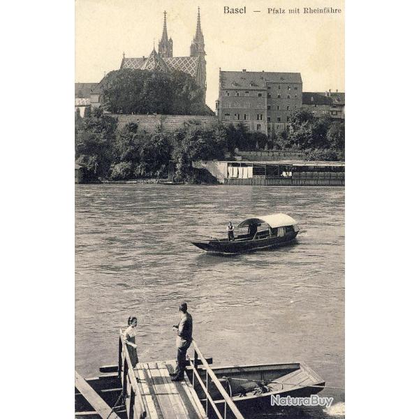CPA Suisse Basel B�le Pfalz mit Rheinf�hre Travers� Rhin en Ferry
