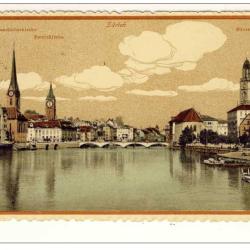 CPA Suisse Zurich Vue monument Litho 1914