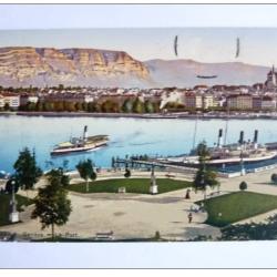 CPA Suisse Gen&egrave;ve  Le Port Bateau Lac L&eacute;man 1912