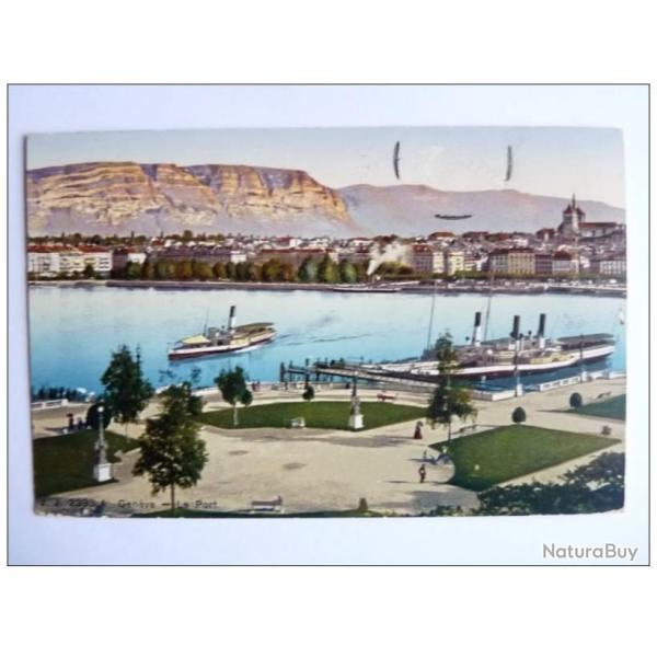 CPA Suisse Gen�ve  Le Port Bateau Lac L�man 1912