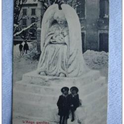 CPA Suisse La Chaux de Fonds Monument Neige L&acute;Ange Gardien