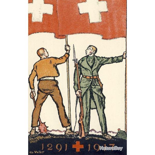 Entier postal CPA Croix Rouge F�te nationale Suisse 1917